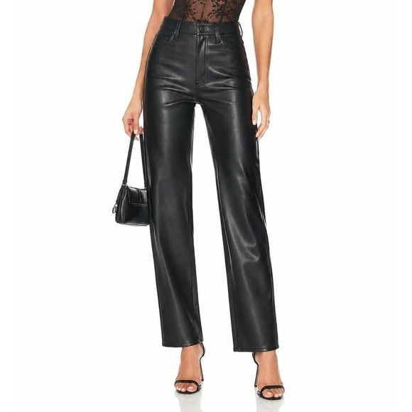 pistola Pants - Pistola Lennon High Rise Straight Leg Vegan Leather Pants Black‎ Size 29 NWT
